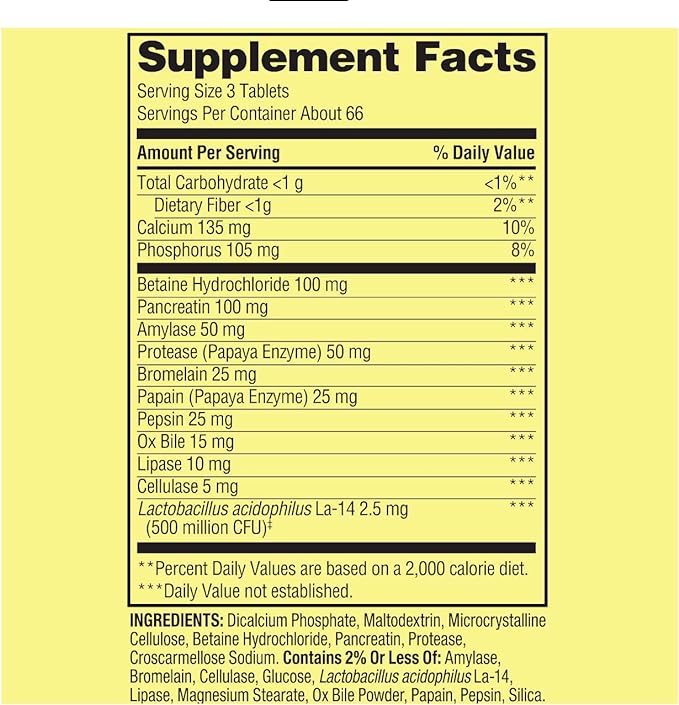 Probiotic Multi-Enzyme X 200 Tabletas Spring Valley - Imagen 2