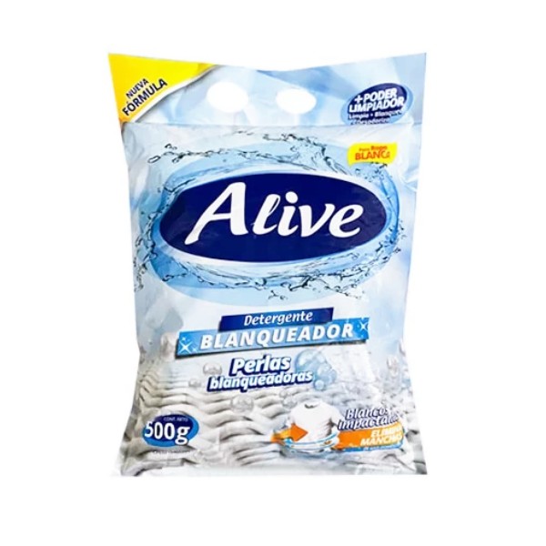 Alive Detergente En Polvo Blanqueador 500Gr