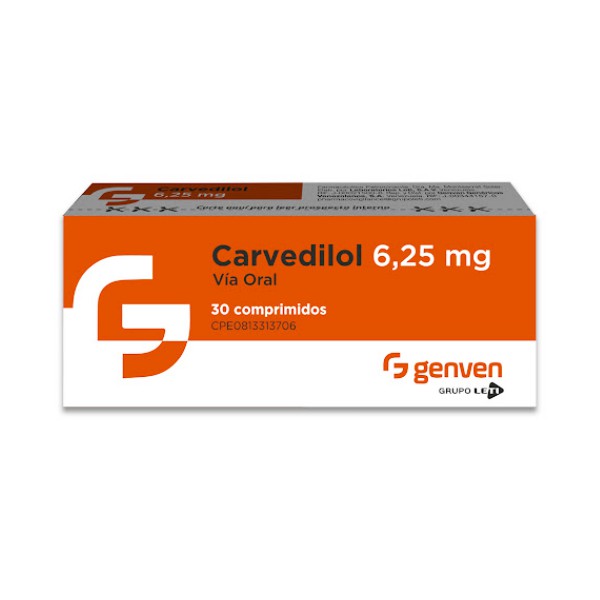 Carvedilol 6.25Mg X 30 Tabletas Genven