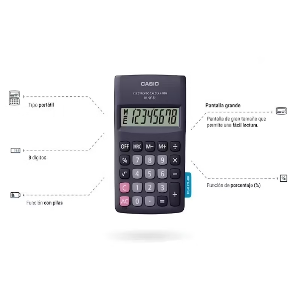 Casio Calculadora De Bolsillo Hl-815L-Bk - Imagen 2