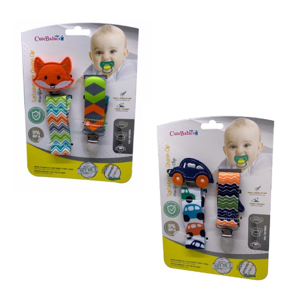 Cutebabies Set 2 Sujetadores De Chupon Con Sujetador Boys 01160009 - Imagen 2
