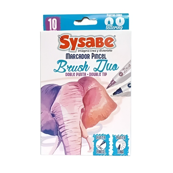 Sysabe Marcadores Pincel Doble Punta X 10 Unidades