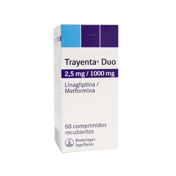 Trayenta Duo Linagliptina + Metformina 2.5Mg/1000Mg X 60 Tabletas Boehringer