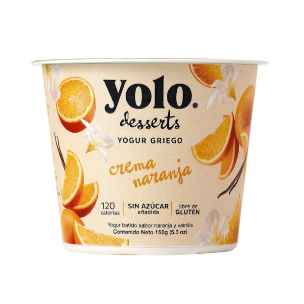 Yolo Desserts Yorgur Grego Crema Naranja 150Gr