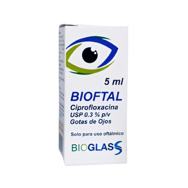 Bioftal Ciprofloxacina 0.3%  Solución Oftálmica  X 5Ml Bioglass