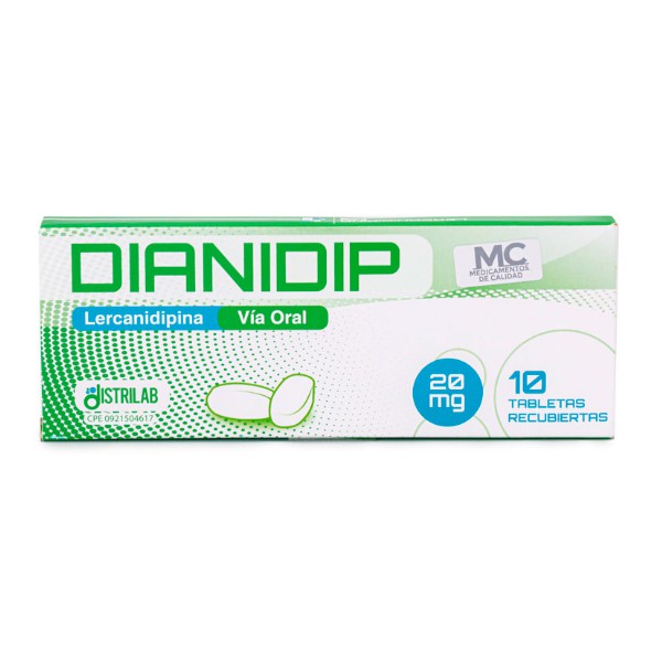 Dianidip Lercanidipina 20Mg X 10 Tabletas Recubiertas Distrilab