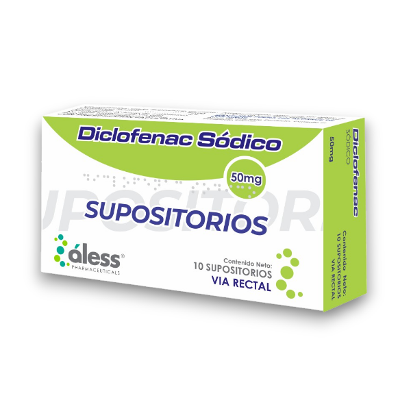 Diclofenac Sódico 50Mg X 10 Supositorios Via Rectal Aless