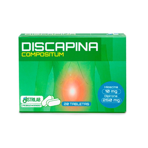 Discapina Compositum Butilbromuro De Hioscina+Dipirona 10Mg/250Mg X 20 Tabletas  Distrilab