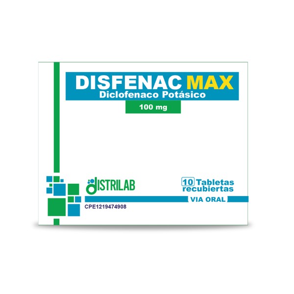 Disfenac Max Diclofenac Potásico 100Mg X 10 Tabletas  Distrilab