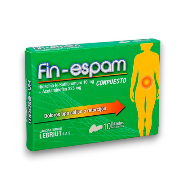 Fin-Espam Compuesto Acetaminofén+Butilbromuro De Hioscina 10Mg/325Mgx 10 Tabletas Lebriut