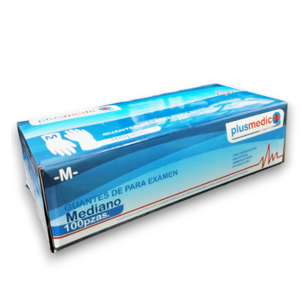 Guantes De Examen Latex Talla M X 100 Unidades Plusmedic