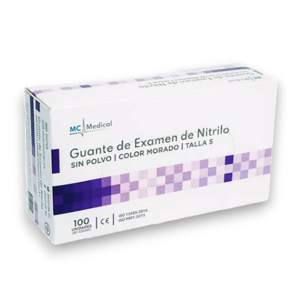 Guantes De Examen Nitrilo Color Morado Talla S X 100 Unidades Mc Medical