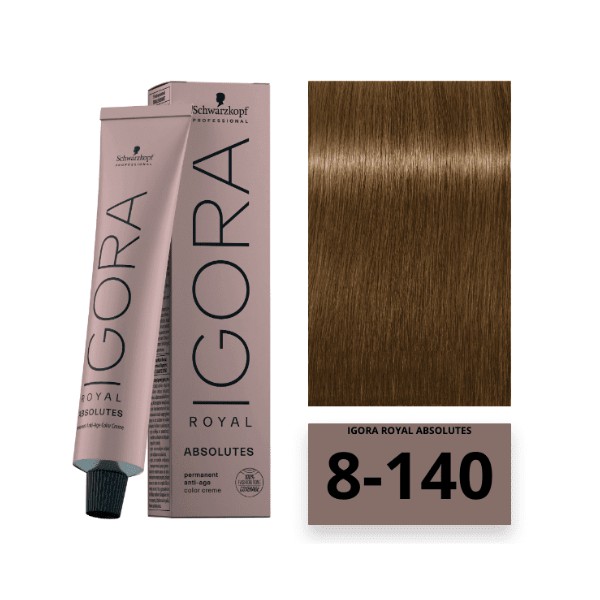 Igora Schwarzkopf Tinte Royal Absolutes 8-140 Rubio Claro Ceniza Beige 60Gr - Imagen 2