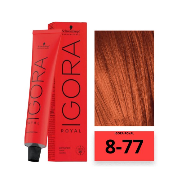 Igora Schwarzkopf Tinte Royal 8-77 Rubio Claro Cobrizo 60Gr - Imagen 2