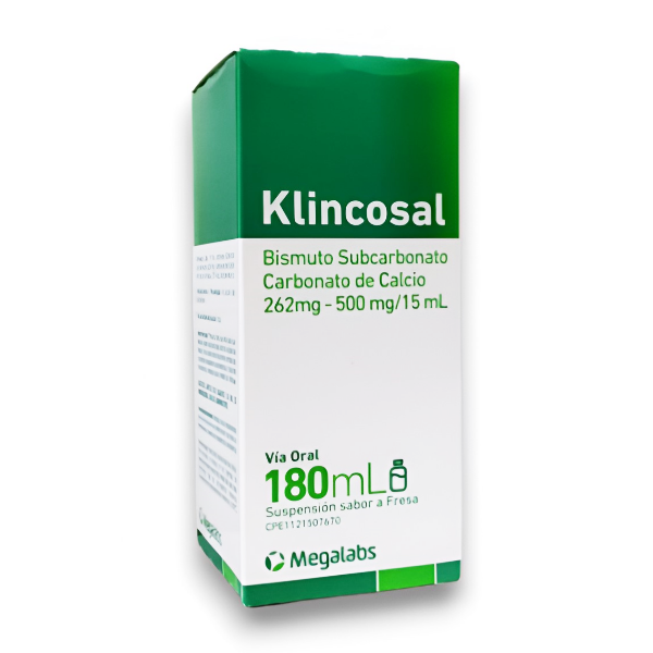 Klincosal Bismuto Subcarbonato + Carbonato De Calcio 262 Mg/500 Mg Solución Oral 180Ml Megalabs