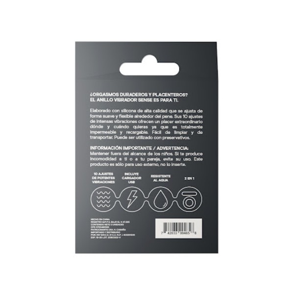 Sense Anillo Vibrador Con Cargador Usb - Imagen 3