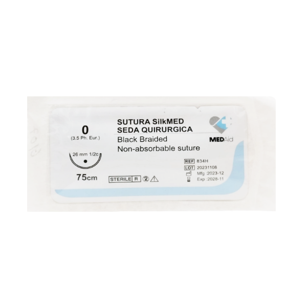 Sutura Seda Silk 0 Aguja Curva No Cortante No Absorbible 26Mm-75Cm Medaid