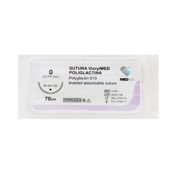 Sutura Vicryl 0 Aguja Curva No Cortante Absorbible 26Mm-70Cm Medaid