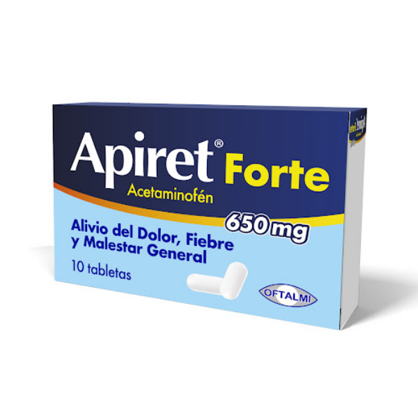 Apiret Forte  Acetaminofén 650Mg X 10 Tabletas Oftalmi
