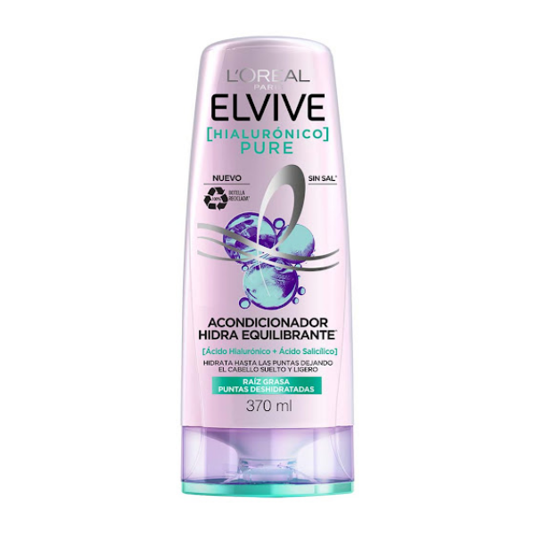 Elvive Acondicionador Hidra Hialurónico Pure/ Ácido Salicílico 370Ml
