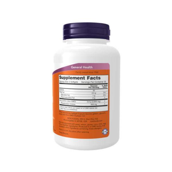 Lecithin Nom-Gmo 1200Mg X 100 Cápsulas Blandas Now - Imagen 2