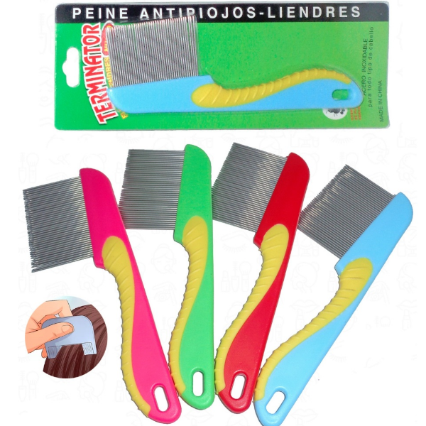 Peine Saca Piojos Acero/Inoxidable Con Mango Terminator 8003 - Imagen 2