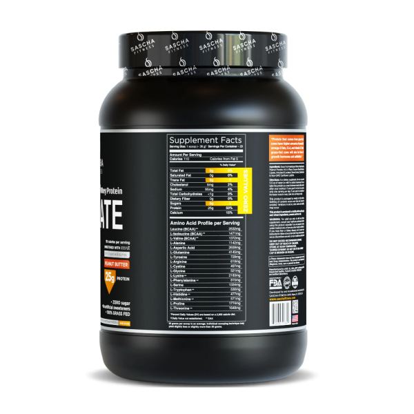 Sascha Fitness Isolate Whey Protein Mantequilla De Maní Polvo X1044Gr - Imagen 2
