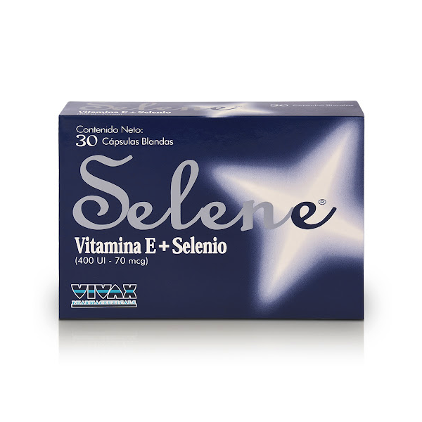 Selene Vitamina E + Selenio 400Ui/70Mcg X 30 Cápsulas Blandas Vivax