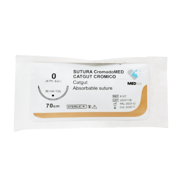 Sutura Cromico 0 Aguja Curva No Cortante/Absorbible 36Mm-70Cm Medaid