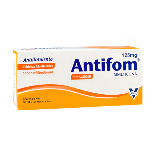 Antifom Simeticona 125Mg Sabor Mandarina Sin Azucar X 10 Tabletas Vargas