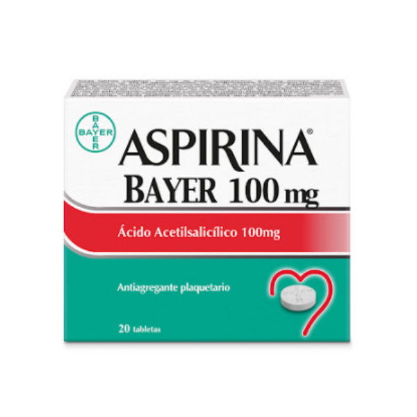Aspirina Ácido Acetilsalicílico 100Mg X 20 Tabletas Bayer