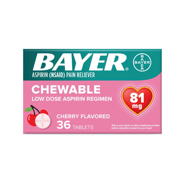 Aspirina Ácido Acetilsalicílico Sabor Cereza 81Mg X 36 Tabletas Bayer
