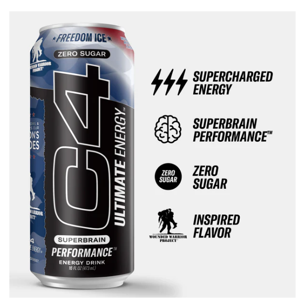 C4 Ultimate Energy Drink Freedom Ice Sin Azúcar 473Ml - Imagen 2