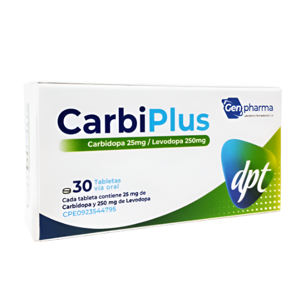 Carbiplus Carbidopa + Levodopa 25Mg/250Mg X 30 Tabletas Dpt