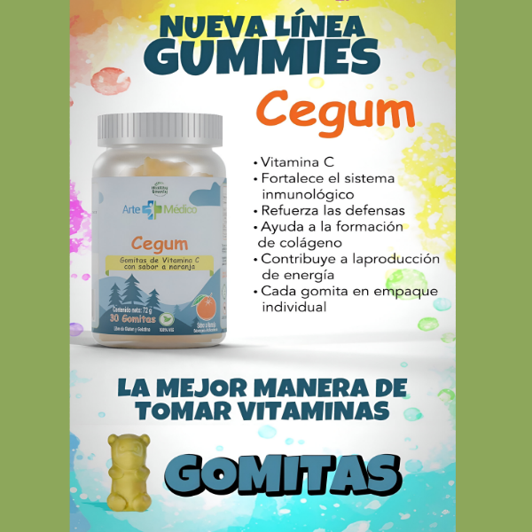 Cegum Vitamina C Sin Gluten X 30 Gomitas Arte Médico - Imagen 2