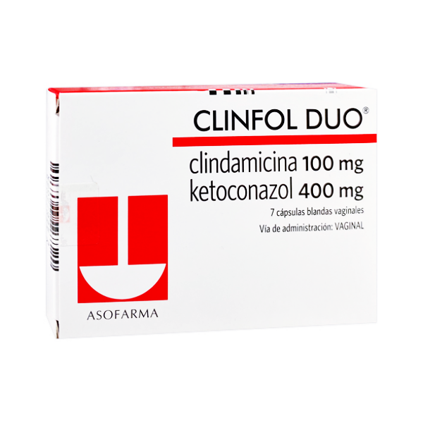Clinfol Duo Clindamicina +Ketoconazol 100Mg/400Mg X 7 Cápsulas Blandas Vaginales Adium