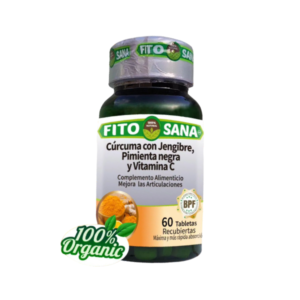Cúrcuma Jengibre+Pimienta Negra + Vitamina C 480Mg X 60 Tabletas Fitosana