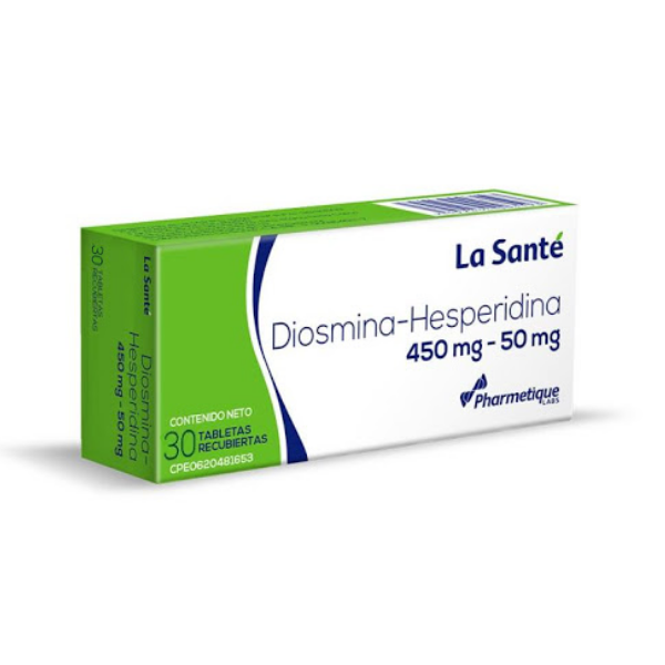 Diosmina Hesperidina 450Mg/50Mg X 30 Tabletas Pharmetique