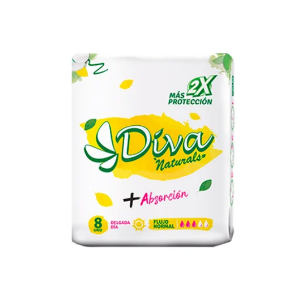 Diva Toallas Delgada Día Naturales X 8 Unidades
