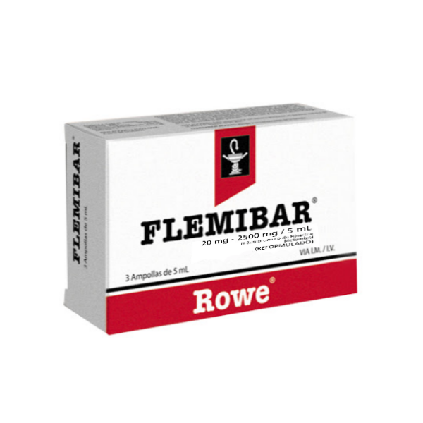 Flemibar Ampolla 20mg - 2500mg/5ml X 3 Unidad Rowe