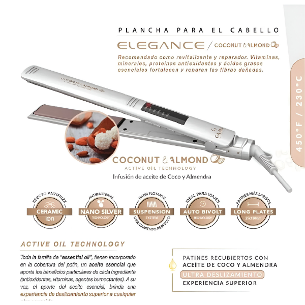 Gama Plancha Ceramica Aceite De Coco & Almendra 270°F / 450°F - Imagen 3