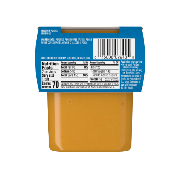 Gerber Natural For Baby Peach X 2 Unidades 226Gr. - Imagen 2