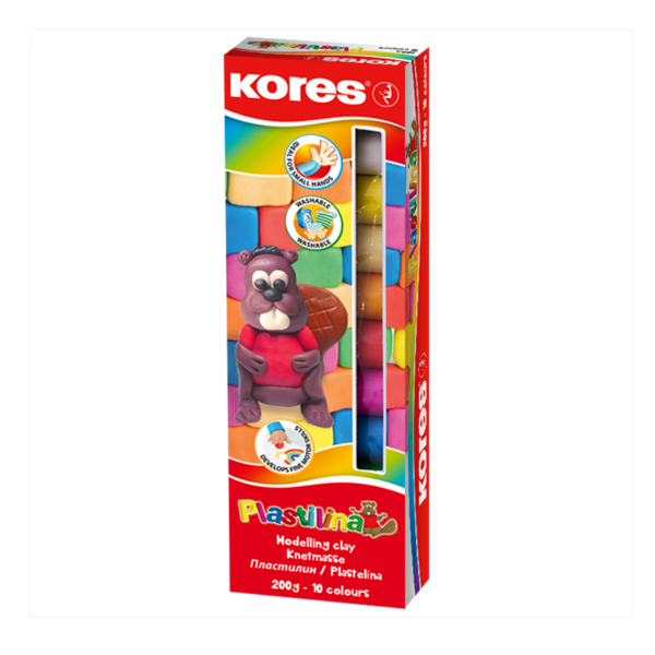Kores Plastilina 200Gr/10 Unidades 34010P
