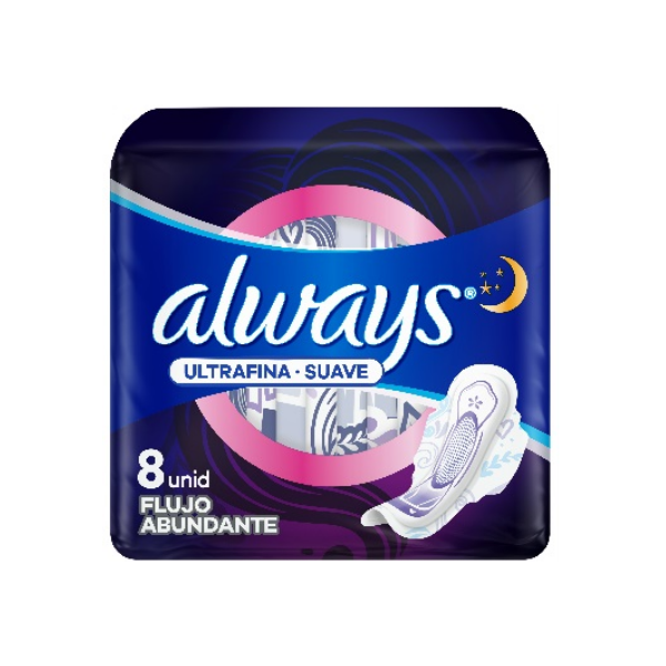 Always Toallas Ultrafina-Suave Flujo Abundante X 8 Unidades