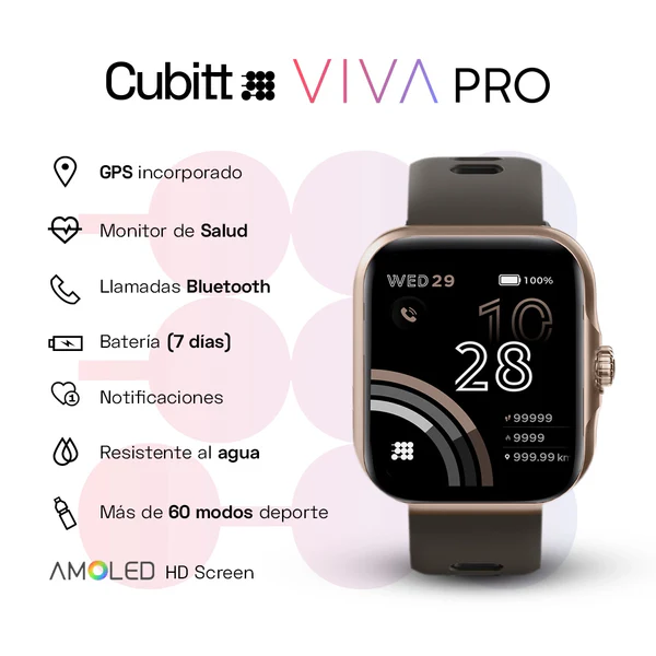 Cubitt Reloj Viva Pro Smartwatch Mocha Brown Ct-Viva P9 - Imagen 3
