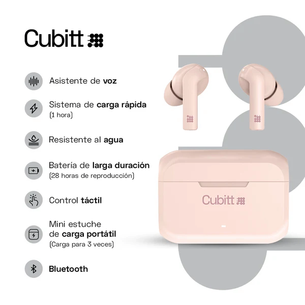 Cubitt True Wireless Audifono Gen 2 Pink Cteg2-5 - Imagen 4