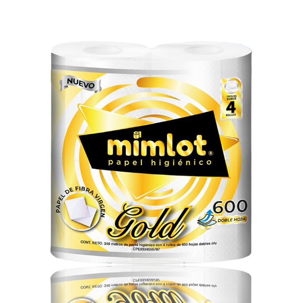 Mimlot Papel Higiénico Gold 600 Doble Hoja X 4