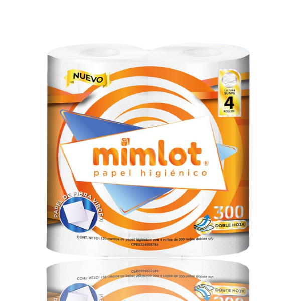 Mimlot Papel Higiénico 300 Doble Hoja X 4