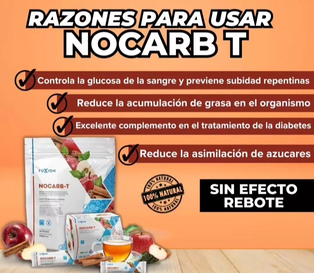 Nocarb-T (Té/Alimento En Polvo) Retrasa Absorción De Carbohidratos /Azúcares Sachet 5Gr Fuxion - Imagen 3