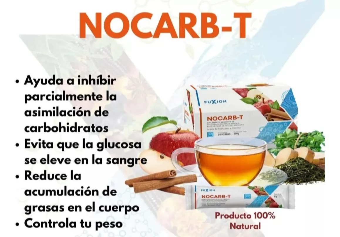 Nocarb-T (Té/Alimento En Polvo) Retrasa Absorción De Carbohidratos /Azúcares Sachet 5Gr Fuxion - Imagen 4
